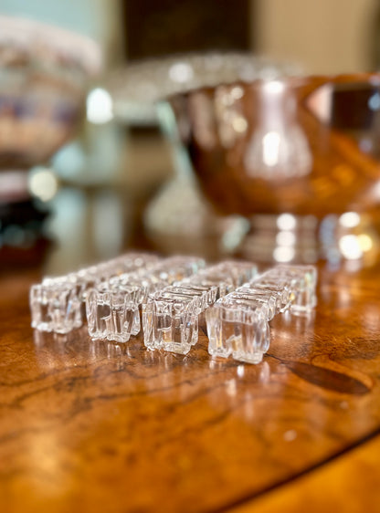 Vintage Crystal Knife Rests | Set of Four in Original Box