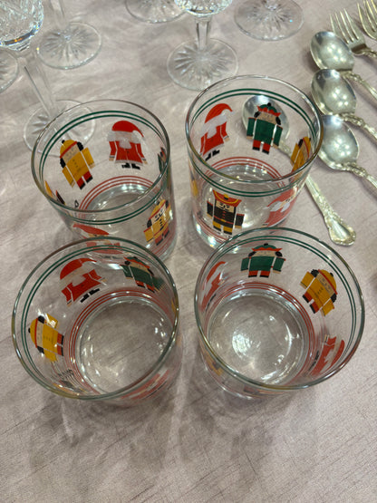 Georges Briard Christmas nutcracker and Santa glasses set of 4!