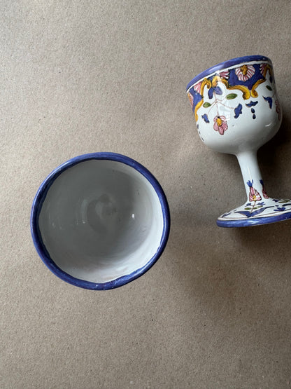 Pair of Vintage Hand-Painted Portuguese Pottery Goblets – F.F. Marquês, Alcobaça