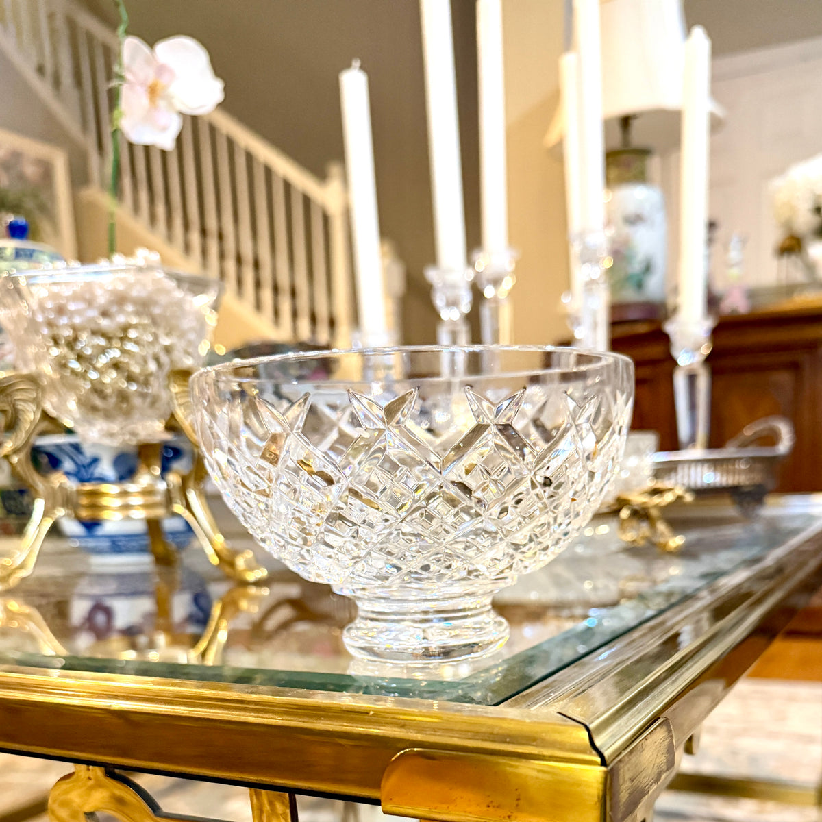 Sparkling Vintage brilliant cut crystal candy dish or trinket bowl