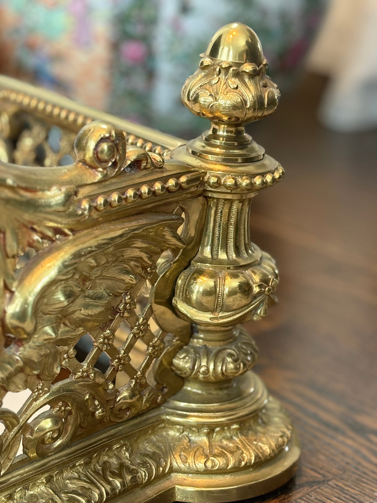 Large Brass Fireplace Fender