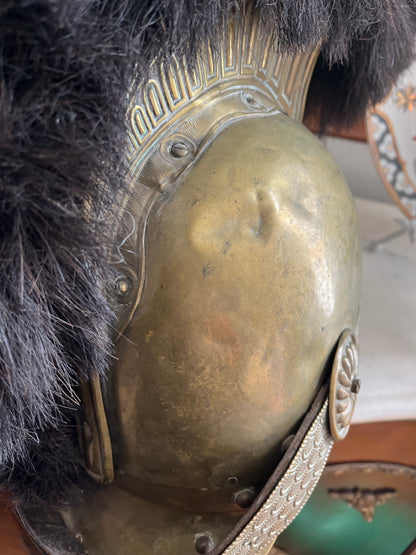 Striking 19th-Century French Sapeurs-Pompiers Ceremonial Helmet — Digny Fire Brigade — Original Horsehair Plume
