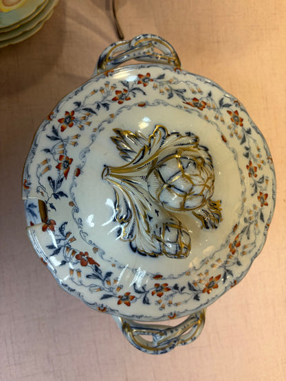 Stunning antique Minton Fuchsia lidded large tureen!