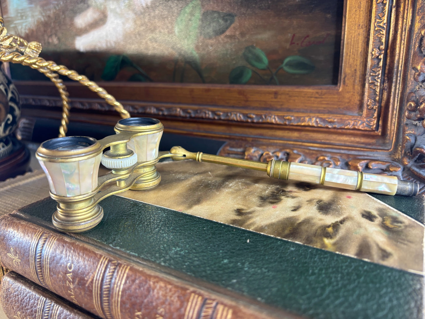 Antique French Paris Opera glasses with mother of pearl and handle! As is!