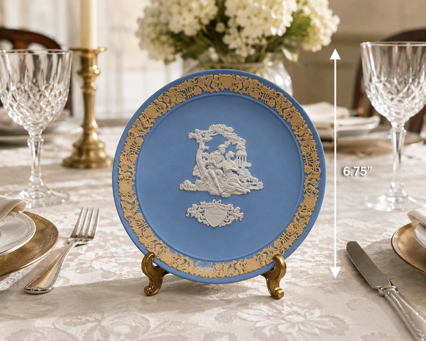Wedgwood three color yellow blue white My Valentine plate 1989