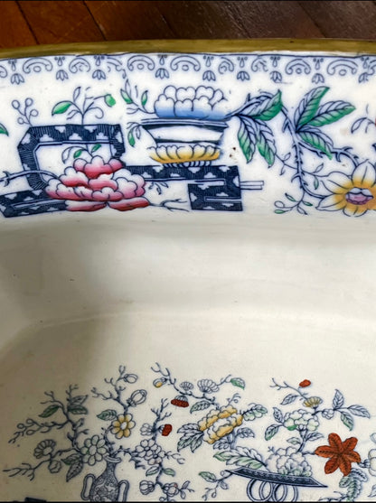 Exceptional Antique 1860-1890 Ashworth Bros. England Large Indian Tree Transferware Planter / Cachepot / Footbath