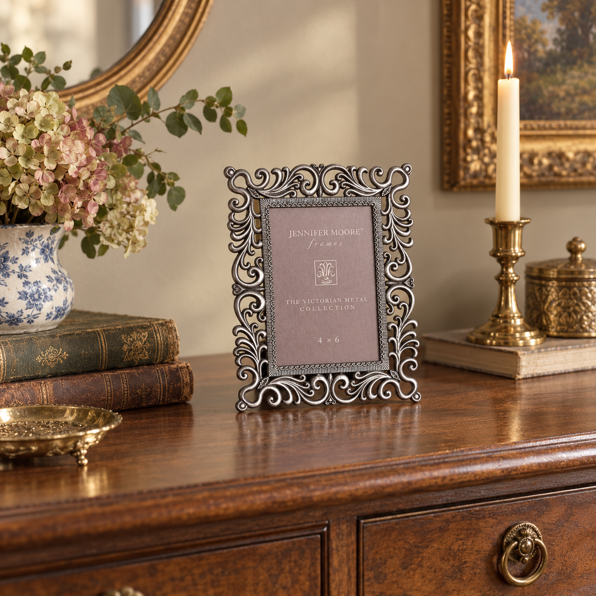 Jennifer Moore Brass 4x6 Picture Frame Victorian Metal Collection New Old Stock