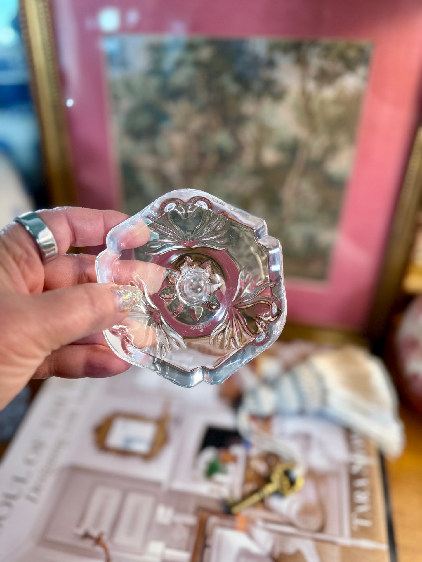 Vintage Waterford Crystal Wedding Collection Swan Hearts Ring Holder, Made in Ireland, 3.75”