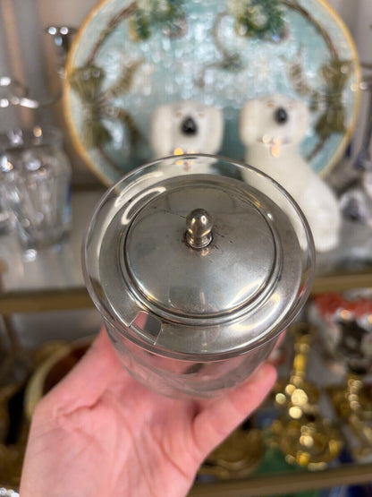 Beautiful Etched floral jar with sterling lid!