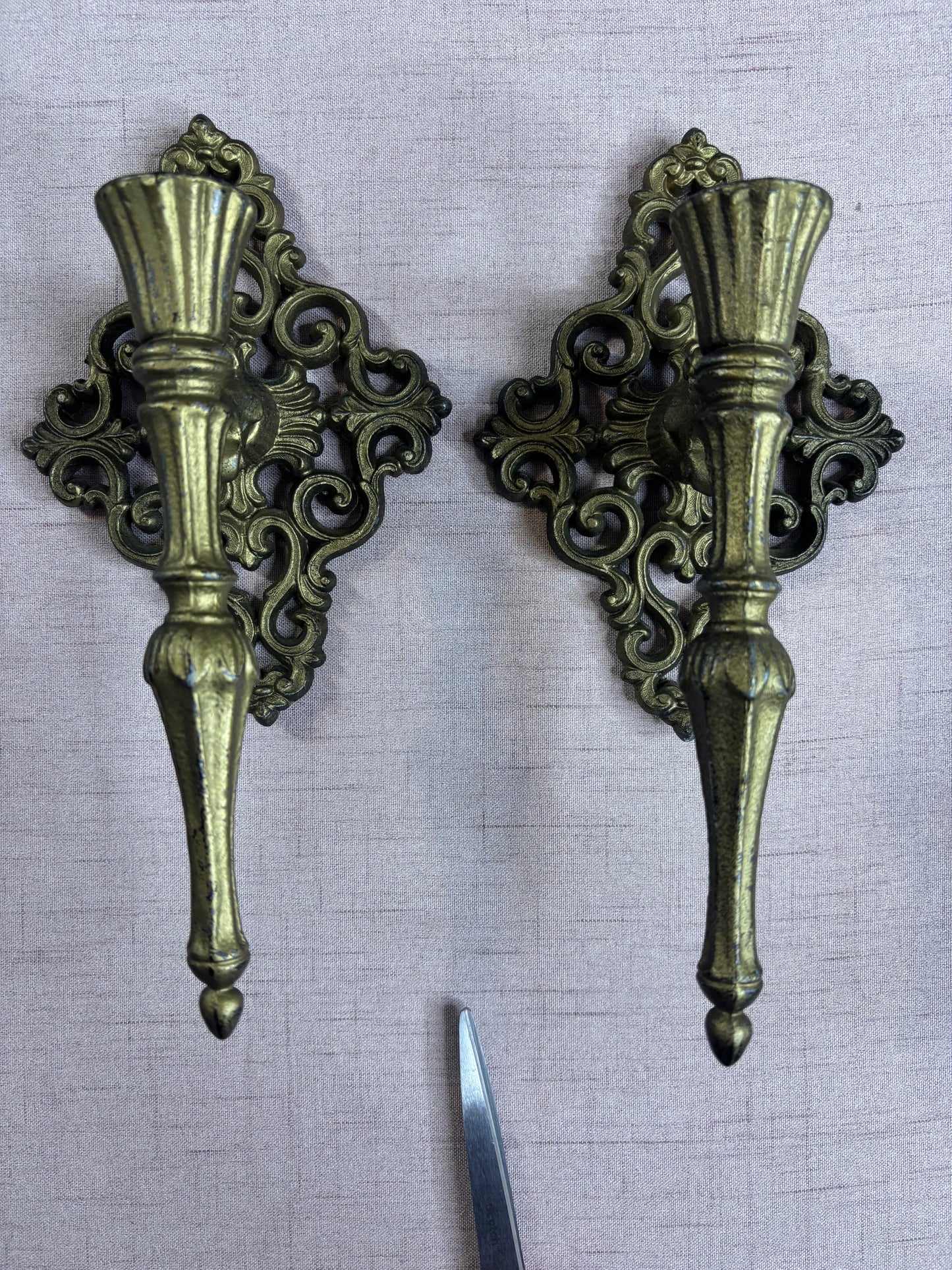 Lovely cast metal wall sconces pair!
