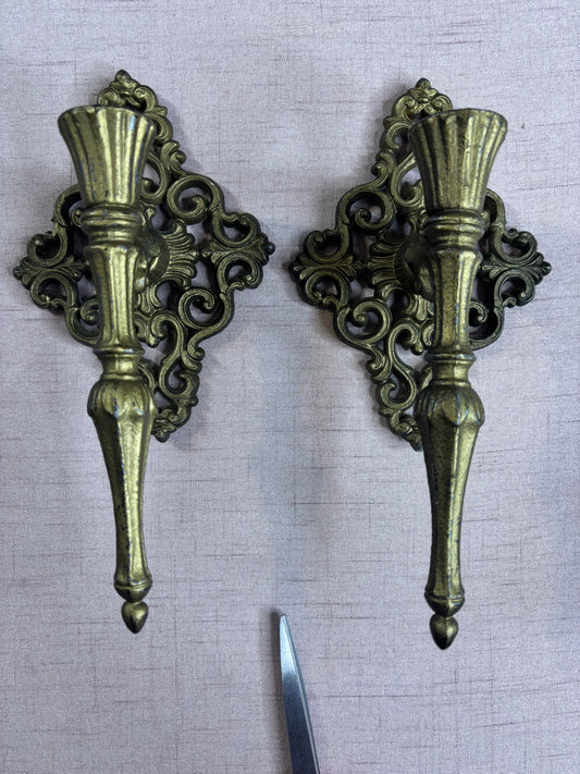 Lovely cast metal wall sconces pair!