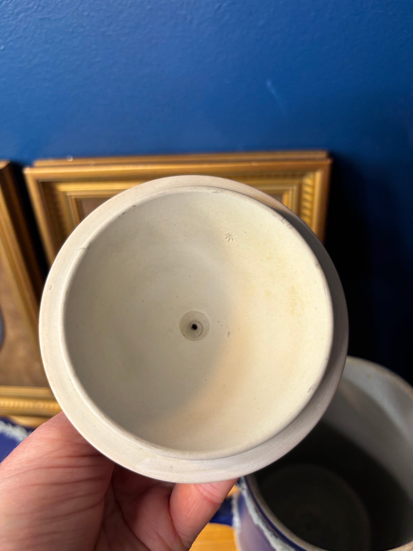 Antique Wedgwood Jasperware cobalt dipped coffee pitcher!