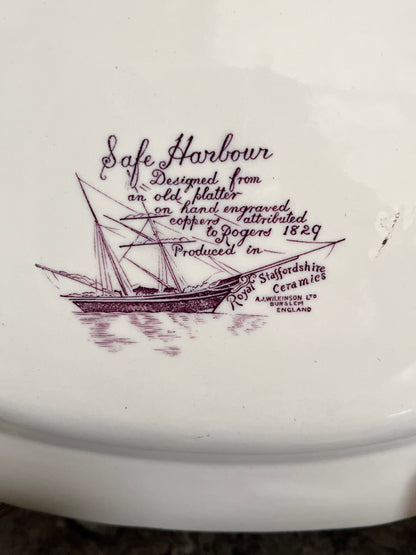 Rare Expansive Mulberry Transferware - Safe Harbour Royal Staffordshire - Service In Mint Condition