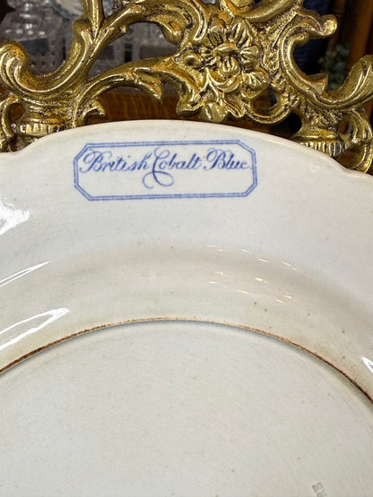 Rare Antique John Mare “Italian” British Cobalt Blue Transferware Plate, Blue & White, c.1820–1825, 9.75” D