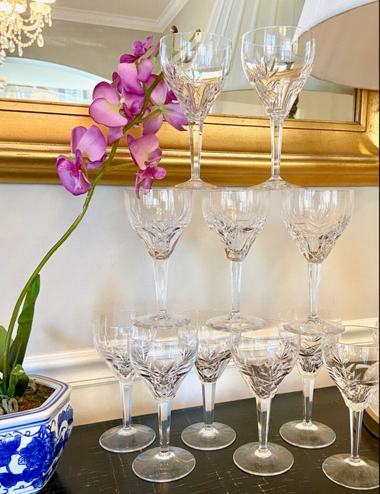 Set (10) stunning vintage crystal wine glasses by designer Royal Leerdem of the Netherlands.