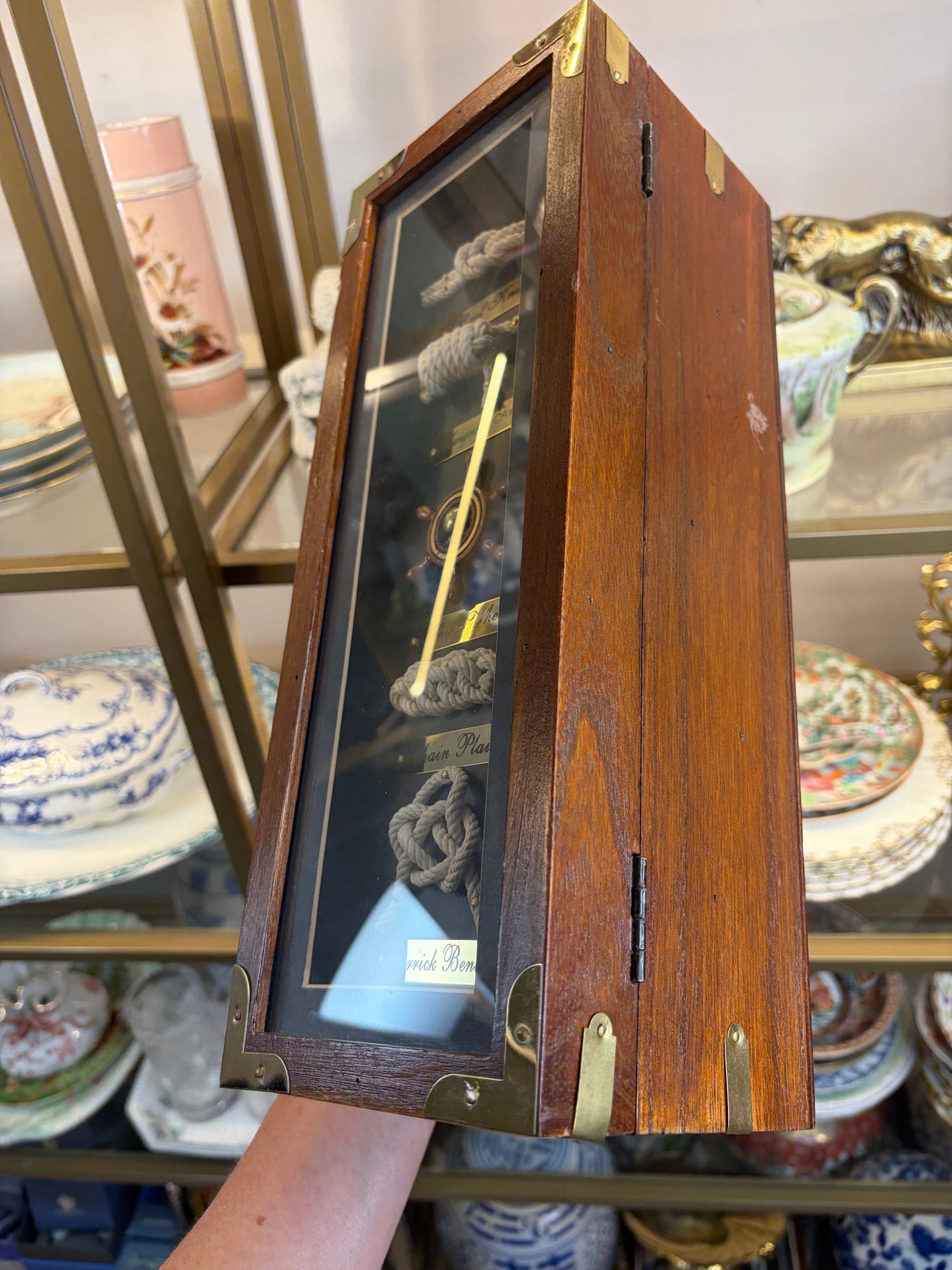 Lovely nautical wooden wine box display holder!