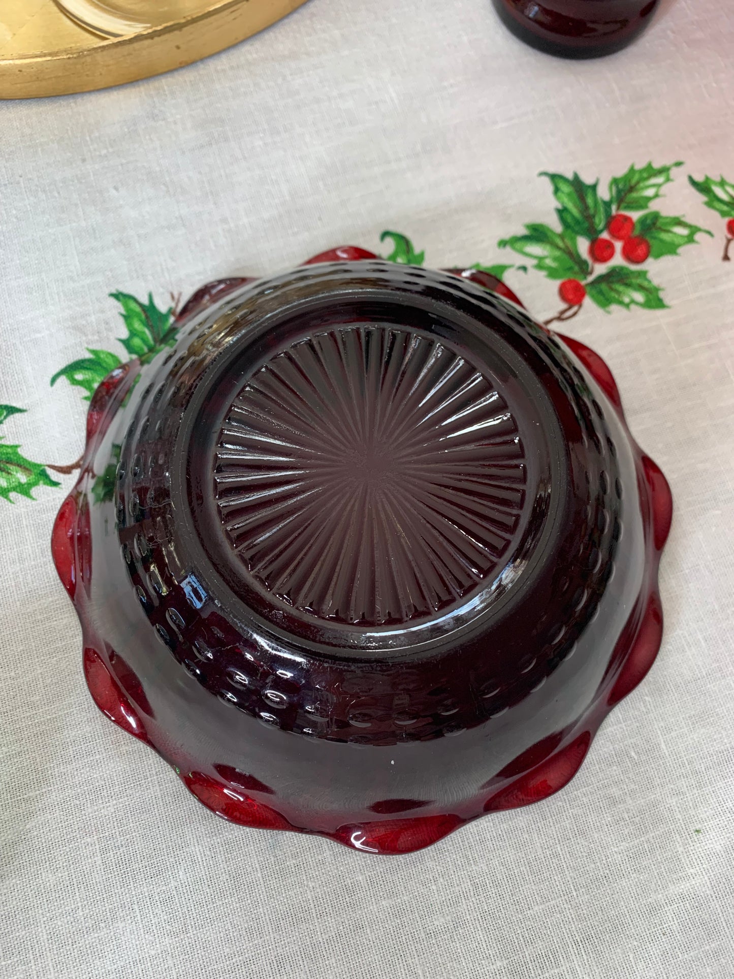 Ruby Red Fluted Edge Bowl