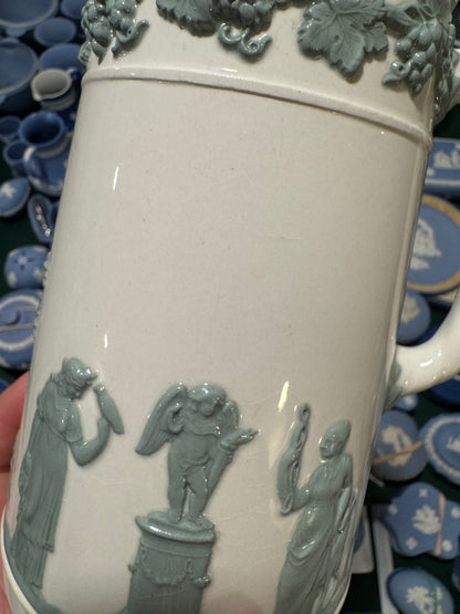 White and green Wedgwood pitcher 6.5” tall