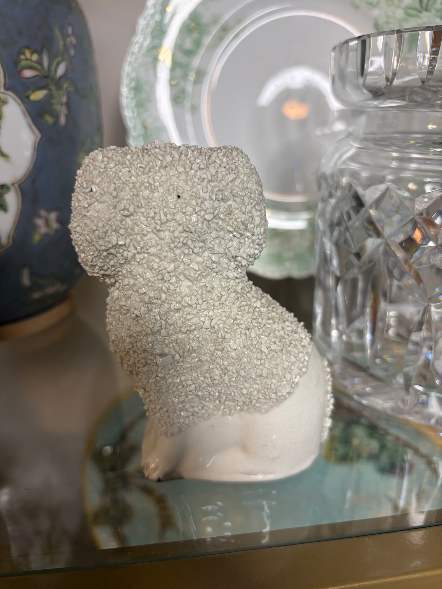 Antique Staffordshire confetti poodle!