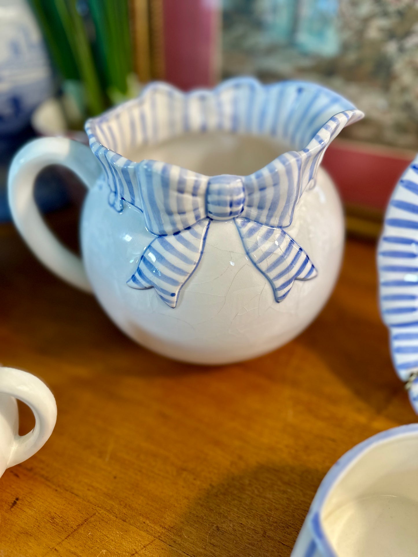 Vintage Haldon Group Ribbon Pitcher | Blue & White Stripe | 1989