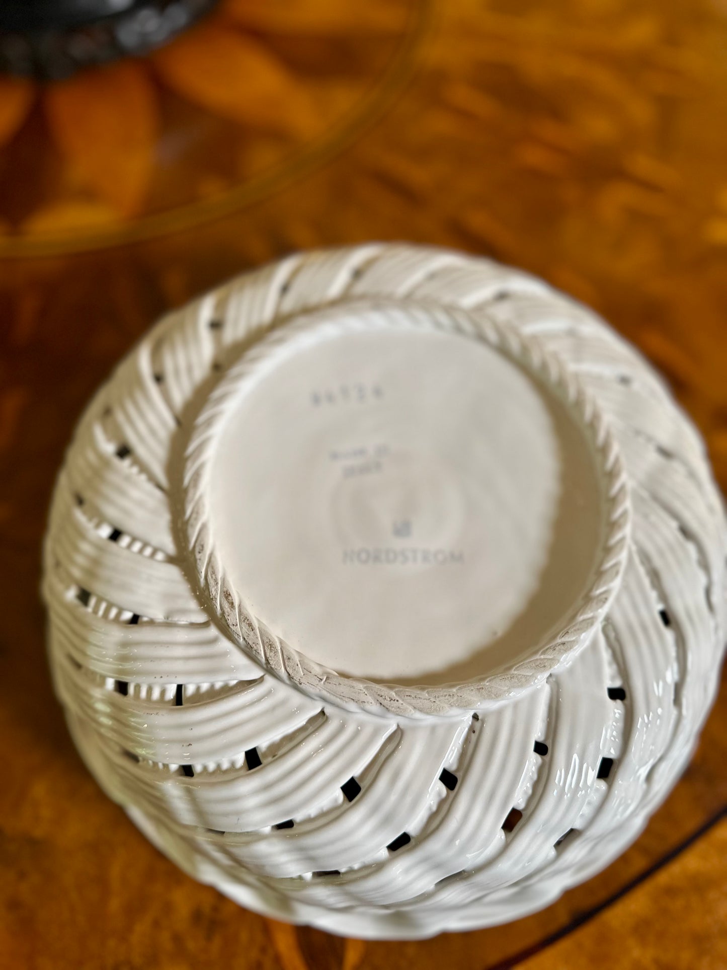 Vintage Italian White Ceramic Reticulated Basket Bowl | Made in Italy for Nordstrom