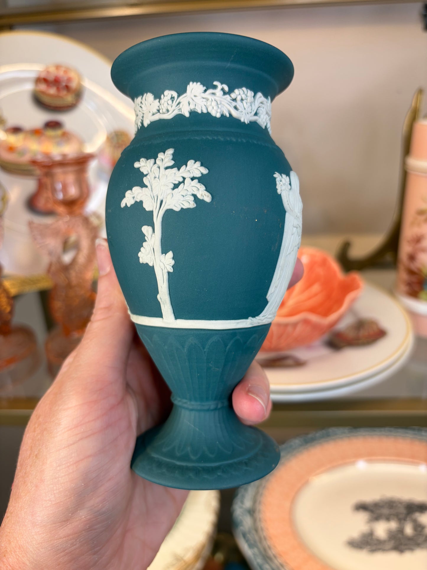 Beautiful Teal Wedgwood vase!