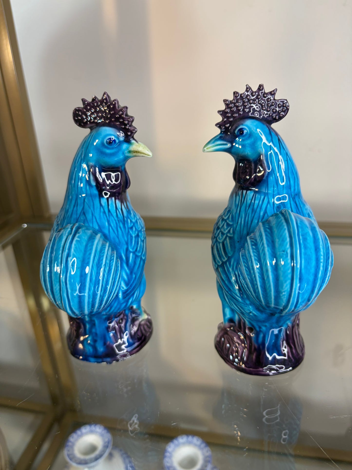 Beautiful export roosters pair! As is!
