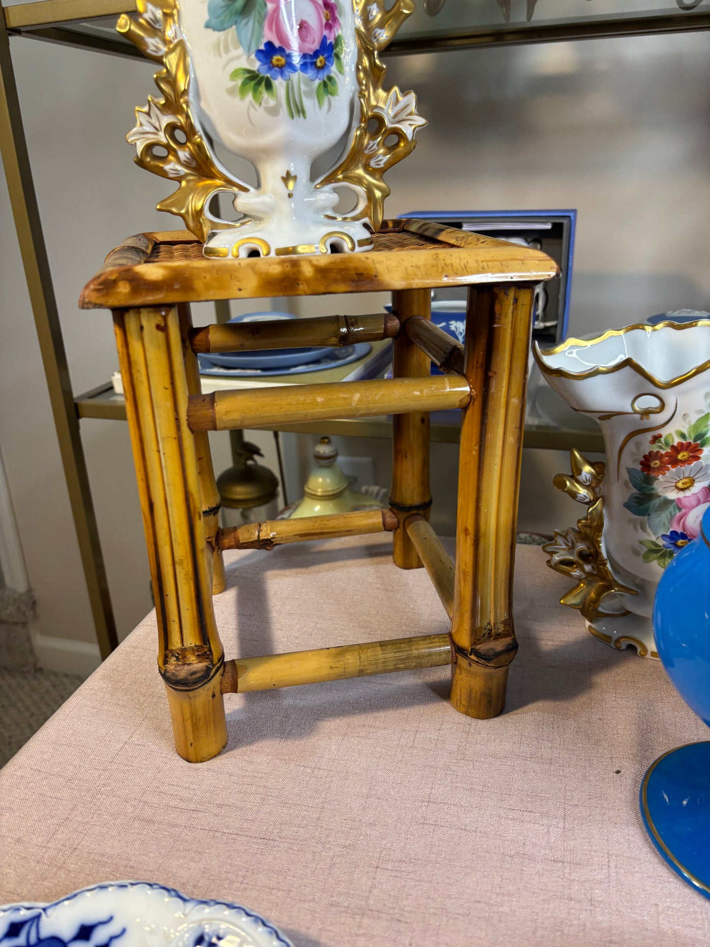 Reserved! Burnt bamboo plant stand!