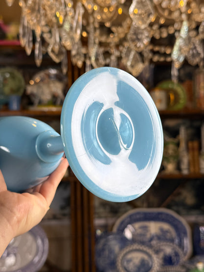 Very Large Pair French Blue Opaline Glass Presentation Goblets / Chalices | 9.75”Tall, 4”D base