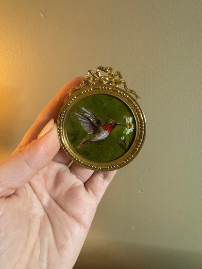 Reserved 07/28 mini antique frame with original oil painting