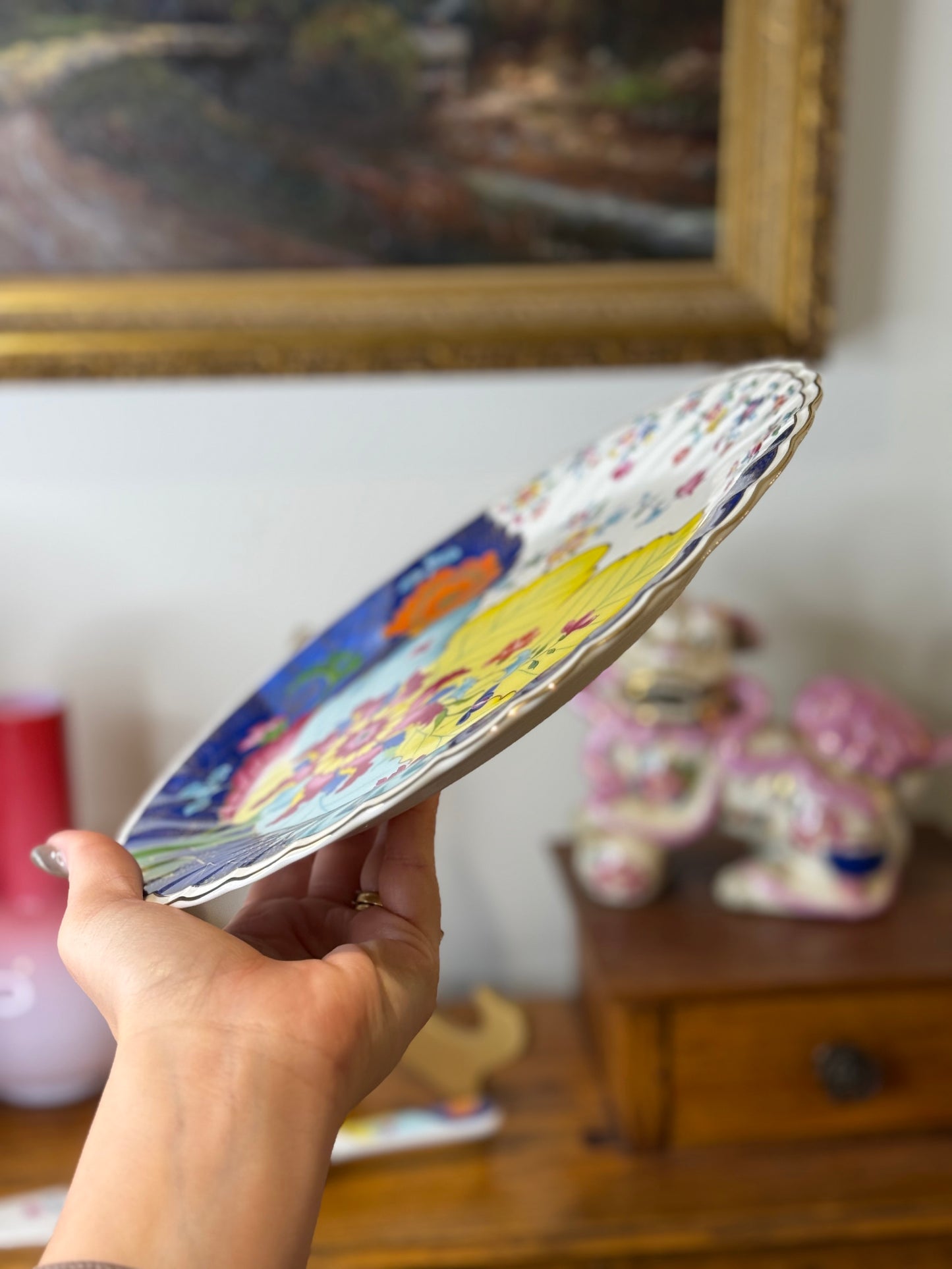 Smithsonian Tobacco Leaf Porcelain 10.5”D Plate & Server | Museum Collection Reproduction, Made in Japan