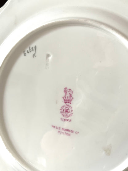 Reserved Live 7/7 Antique Royal Doulton “Temple” Porcelain Cabinet Plate | Wells, Burrage & Co., Boston