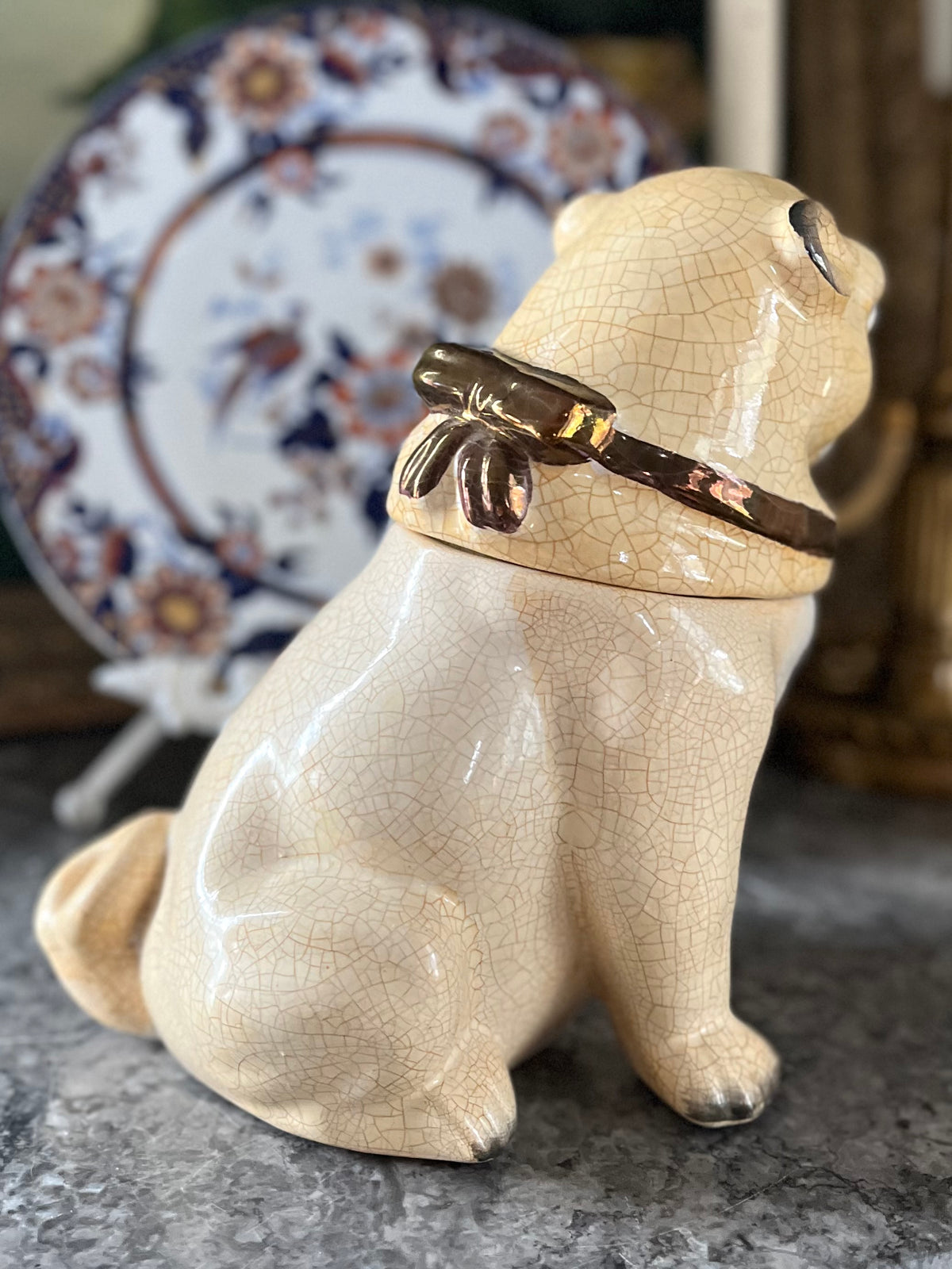 Fabulous Antique Staffordshire Pug Tobacco Jar – 19th Century English Pottery