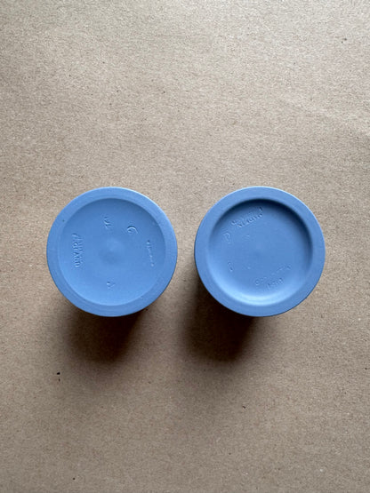 Light blue pair of Wedgewood ornate match holders 2”