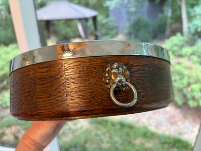 RESERVED - YVONNE - Stunning English oak bowl with shield and lion handles!
