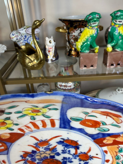 Antique Imari plate with scalloped edges and fish!