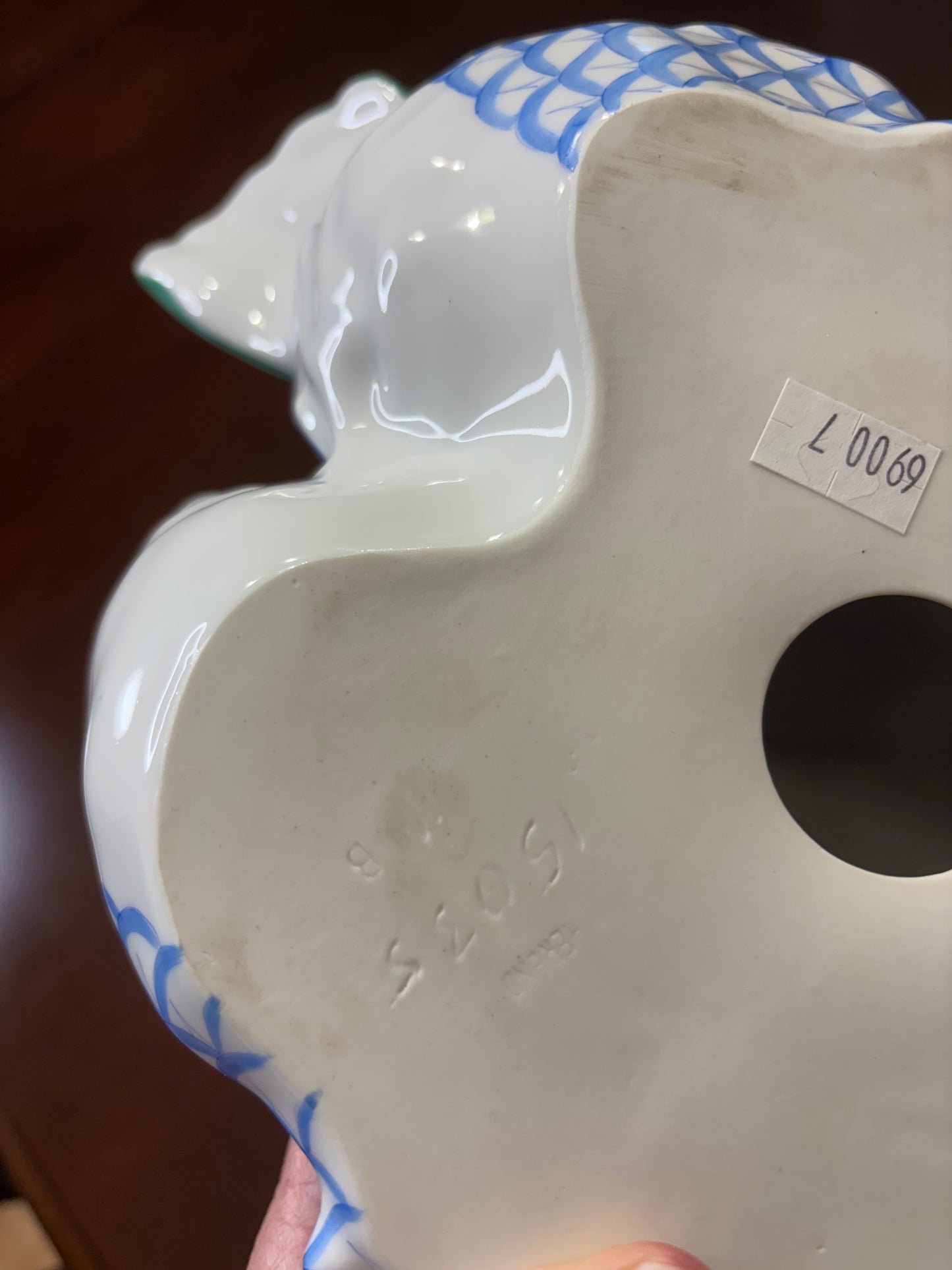 Stunning Herend Loving Ducks in blue and white fishnet with gold and vibrant colors!