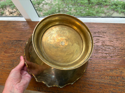 Large brass bowl with scalloped edges!