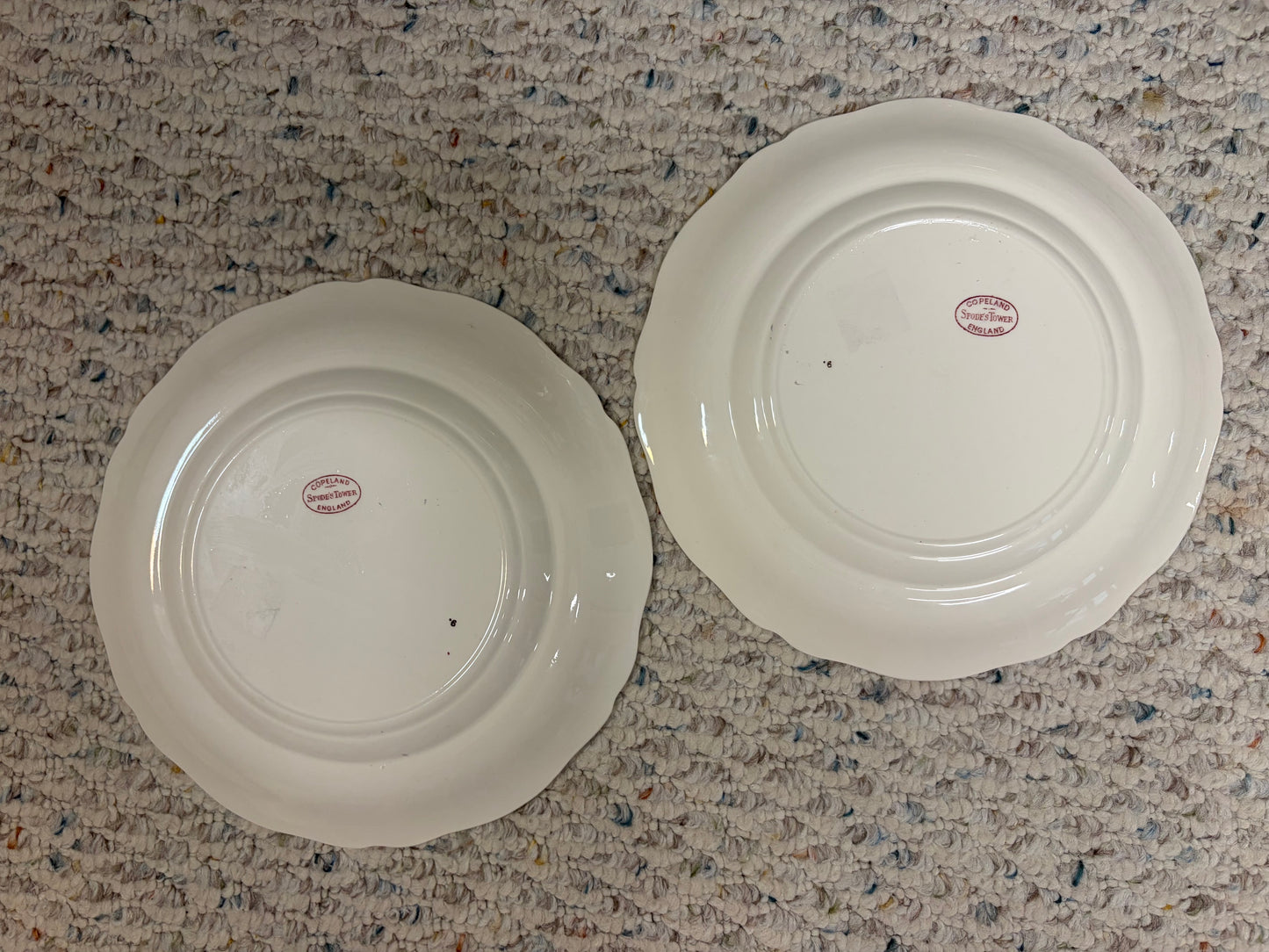 Copeland Spode tower red transferware plates pair!
