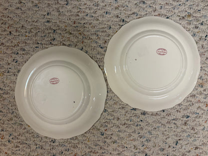 Copeland Spode tower red transferware plates pair!