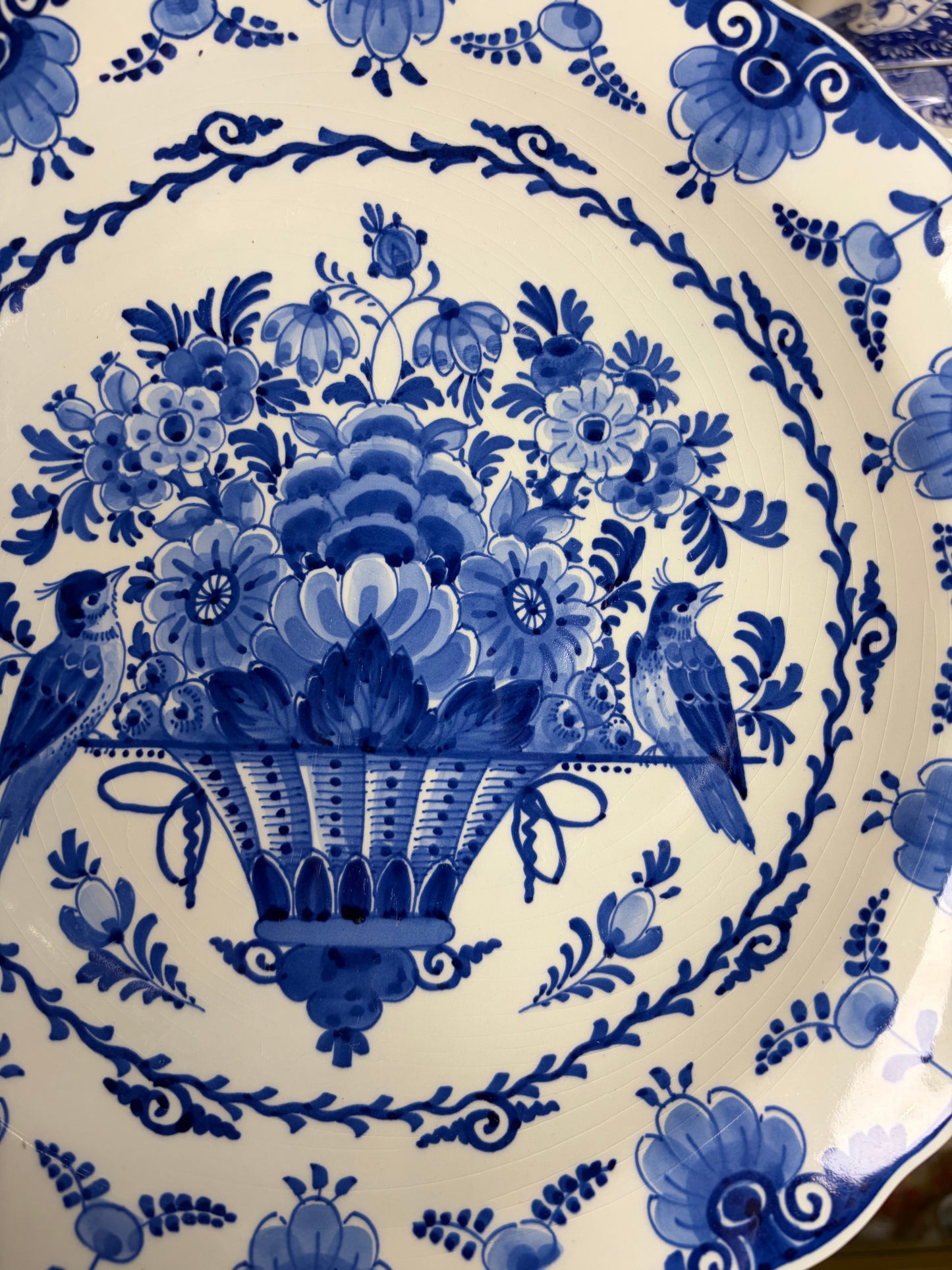Beautiful Royal Delft bird and floral platter!