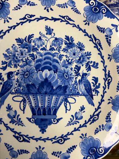 Beautiful Royal Delft bird and floral platter!