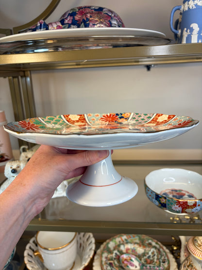 Beautiful Japanese Imari cake stand and matching bowl!