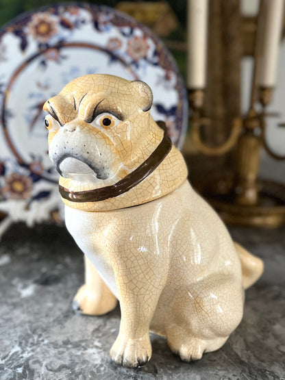 Fabulous Antique Staffordshire Pug Tobacco Jar – 19th Century English Pottery