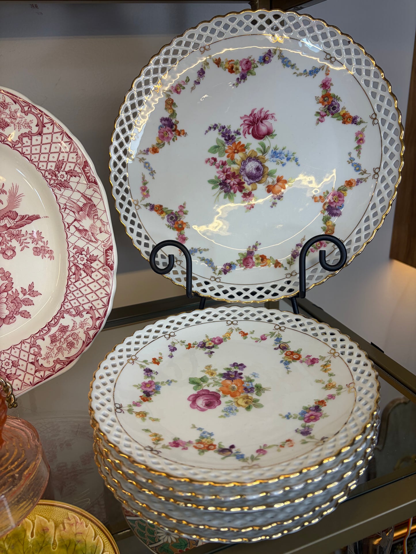 Stunning Bavarian cake plate and set of 5 matching plates!