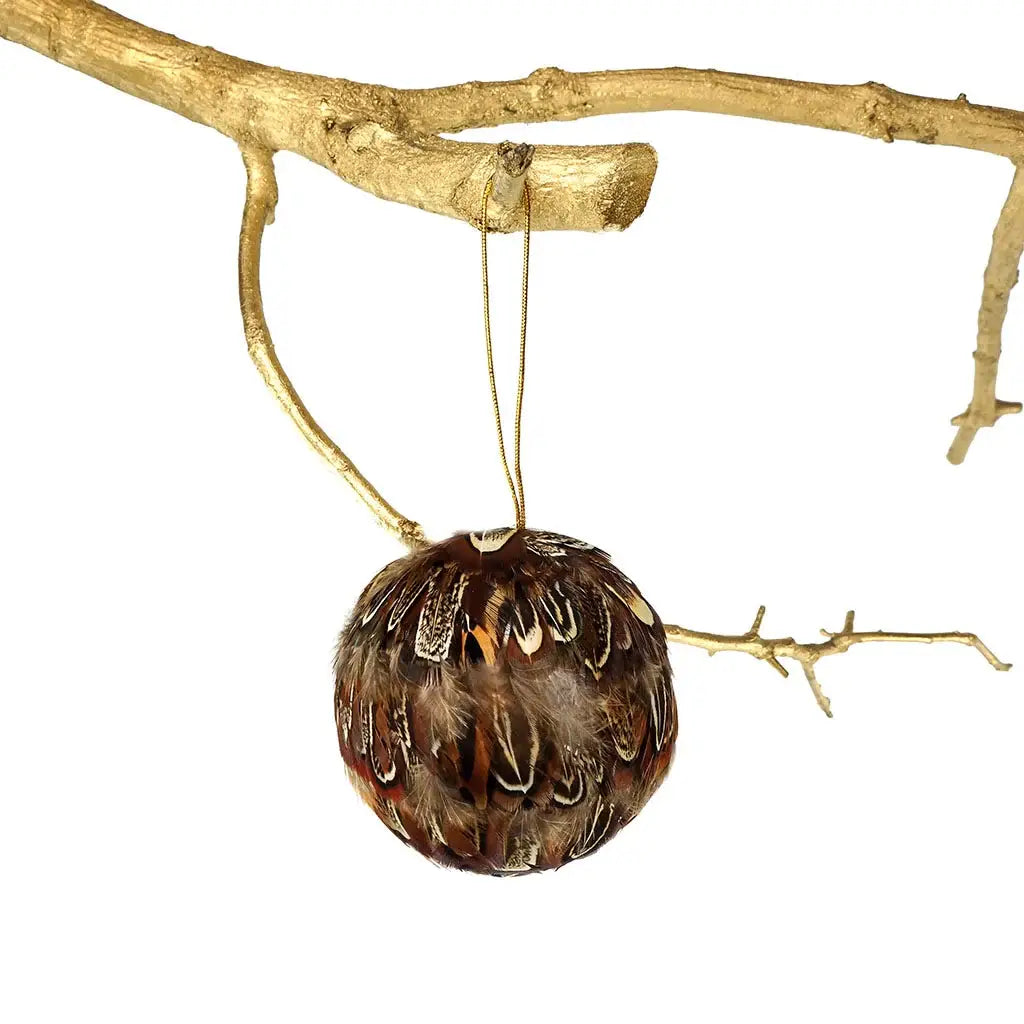 Natural Ringneck Feather Ornament - 3" Ball