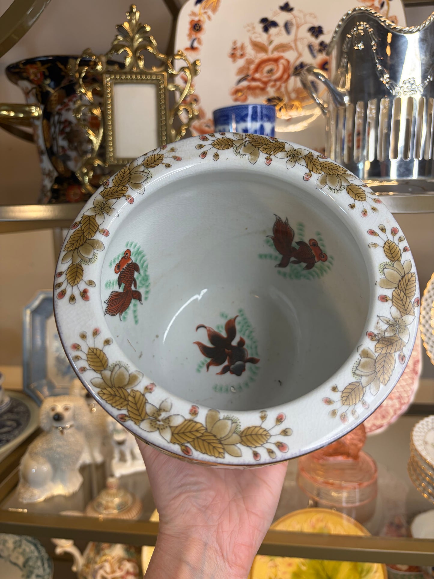 Lovely mini fish bowl style planter with birds and florals!