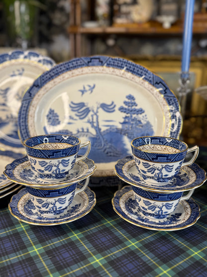 RESERVED - Vintage Booths Real Old Willow Cup & Saucer Set | A8025 | Made in England | Blue & White | 4 Available