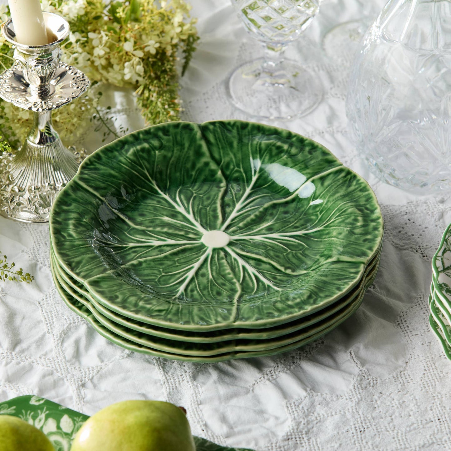 Green Cabbage Ceramic Cabbage 3-D Salad Plate 9in