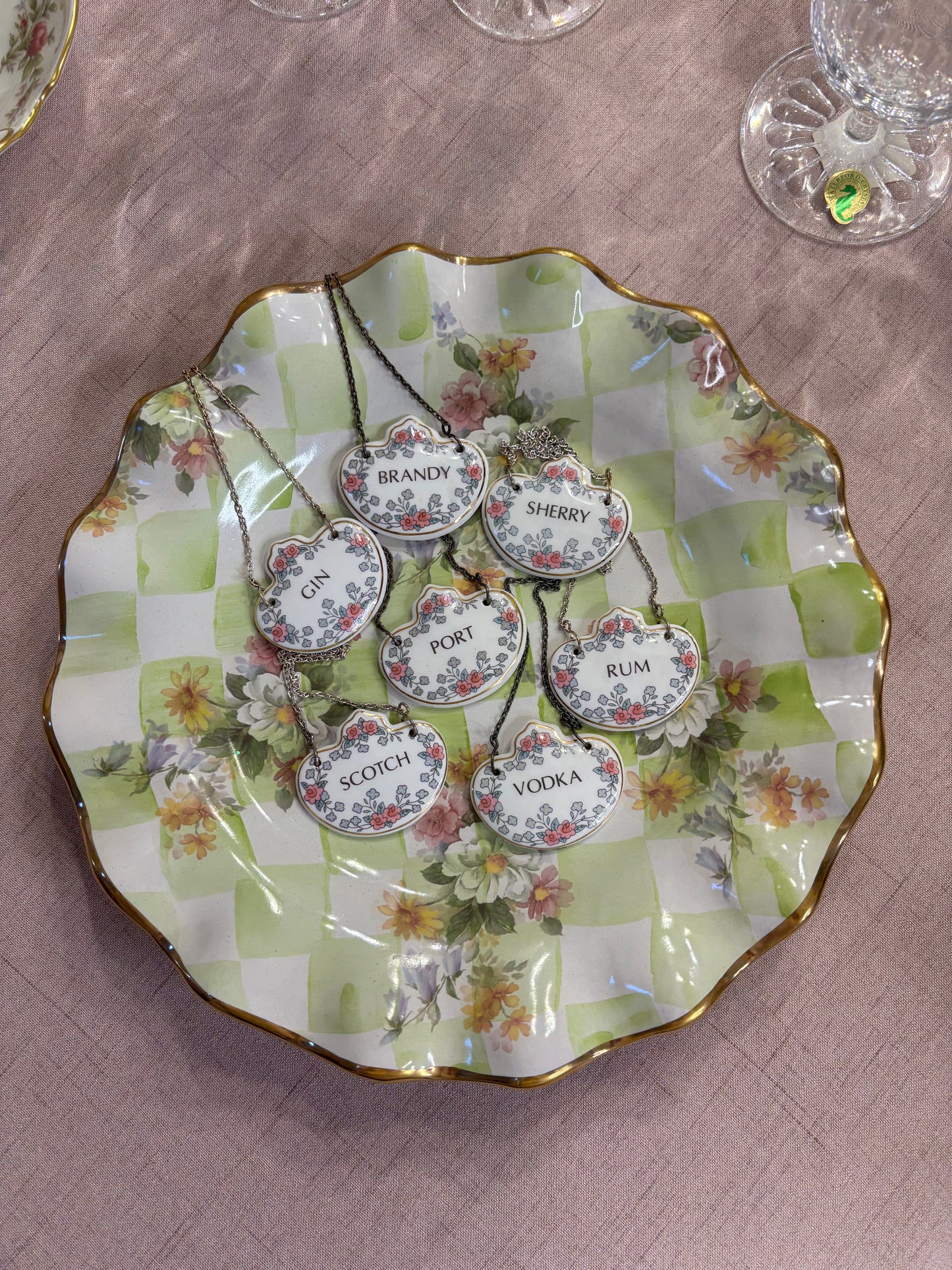 Beautiful decanter tags set of 7!